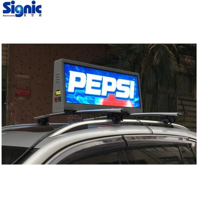 China Outdoor LED Display LED Taxi Top Advertising P5 Floor Top LED Display For Rental Taxi LED Advertising Board for sale