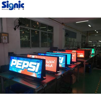 China Outdoor 3G Led Taxi Roof Sign Waterproof Two Side Taxi Top Led Screen For Outdoor Advertising for sale