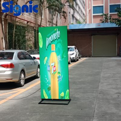 China Outdoor Full Color P3mm Floor Standing Led Mirror Screen LED Poster For Restaurant Advertising for sale