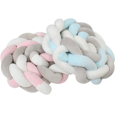 China Super Soft Baby Hutch Bumper Knotted Braided Crib Decor Plush Newborn Nursery Gift Pillow Cushion for sale