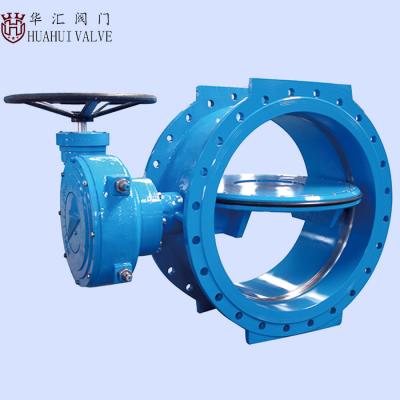 China Water Treatment Double Hand Wheel Wafer Trigger Flanged Butterfly Valve for sale