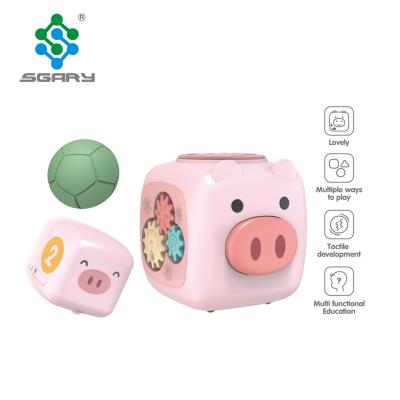 China 2021 Multifunctional pig cube baby early educational toys with light and music toys for children 11*12*12cm for sale