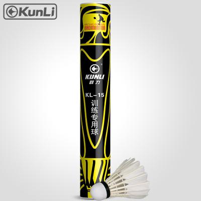 China Trainning badminton shuttlecock Kunli KL-15 duck feather shuttlecocks for culb training shuttle cock badminton durable best ball for sale