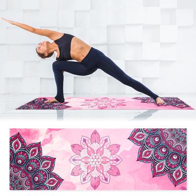 China Wholesale Hypoallergenic Wide Design Non Slip Eco Print Gym Fitness Mat Thick Microfiber Yoga Mat Towel for sale