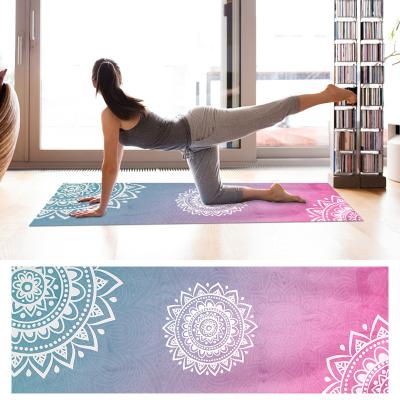 China Wholesale Viable Custom Design Wide Thick Non Slip Eco Printing Fitness Mat Gym Microfiber Yoga Mat Towel for sale