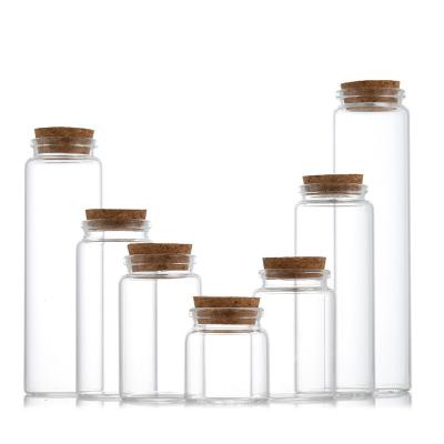 China Clear Glass Vial Bottles With Cork Stopper Mini Borosilicate Wishing Test Medicine Round Tube 5ml 10ml 15ml 20ml for sale