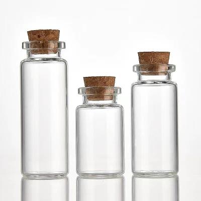 China Diameters 12mm 22mm 37mm High Quality Cosmetic Vials Transparent Glass Tube Bottles With Cork Stopper for sale