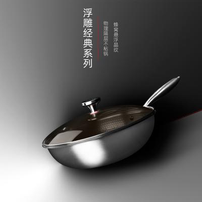 China Stainless Steel Honeycomb Frying Pan Sustainable Electric Cookware Non Stick Pots and Pans with sillicone lid for sale