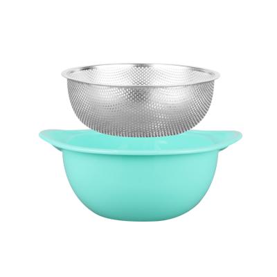 China Wholesale Colorful Flowing Stocked Stainless Steel Sink Storage Basket Kitchen Drain Basket Fruit and Vegetable Sieve Bowl for sale