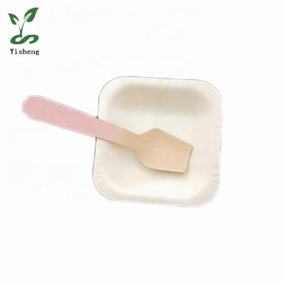 China Yisheng Mini Spoon Birch Wooden Disposable Ice Cream Spoon for sale