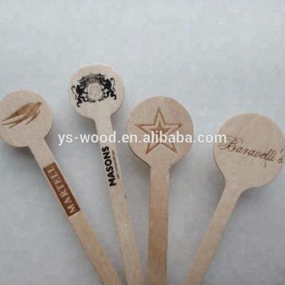 China Food Grade Disposable Disposable Wooden Coffee Stirrer Round Head With Logo for sale