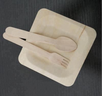 China Disposable Disposable Biodegradable Wooden Dish Cutlery Set In High Quality for sale