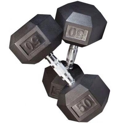 China Weightlifting Durable Black Bar Fitness Gym Rubber Coated Dumbbells Bewitch Bodybuilding for sale