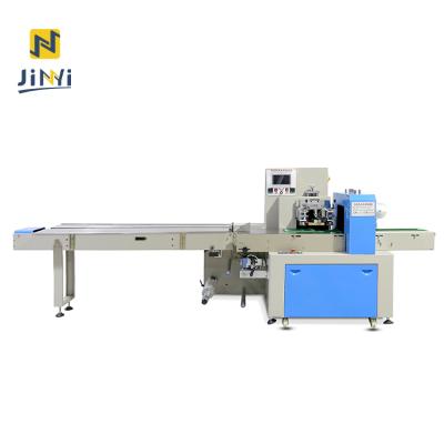 China Automatic Small Plastic Cookie Knife Fork Spoon Food Roll Packer Pillow Wet Tissue Pillow Packing Machine for sale