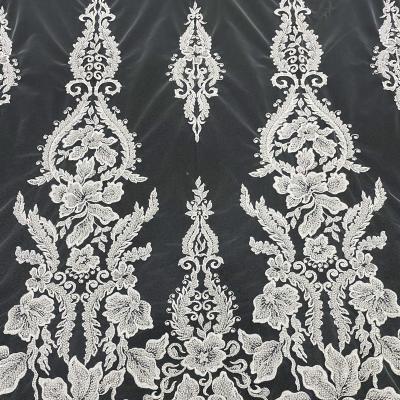 China Sustainable Bridal Sequin Beads Lace Up Fabric For Women for sale