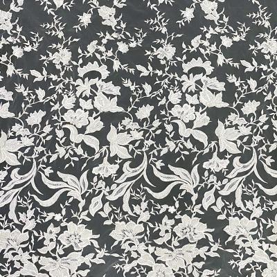 China Viable Wholesale Garment Accessories White Polyester Embroidery Lace Fabric 2020 for sale