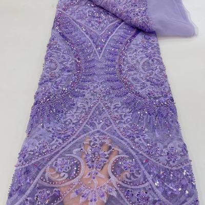 China Sustainable Fabric Luxury Pink Multicolor Lace For Wedding for sale