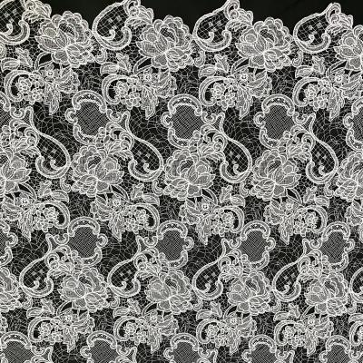 China Sustainable Luxury Mesh Lace Dress Fabric Washable Elastic Net Lace Fabric Embroidered Net Lace Fabric for sale