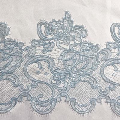 China Last viable cheap bule lace embroidered fabric for sale