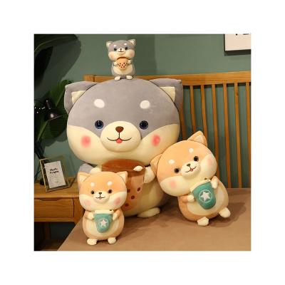 China Soft Milk tea firewood dog toy doll lovable puppy dog doll doll on the bed cushion for leaning on boys and girls bedtime toys for sale