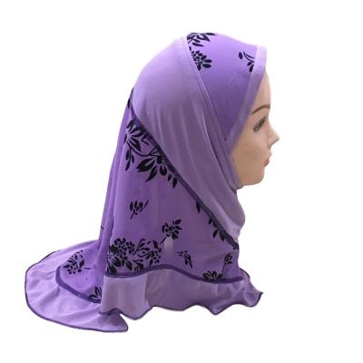 China Wholesale Breathable Crystal Canvas Printed Quilting Little Girl Hat Inner Elasticity 2-7 Years Kids Arab Worship Turban Scarf Hijab for sale