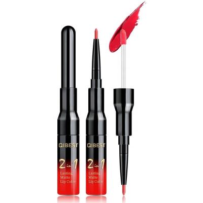 China Hot Selling Cosmetic Private Label Waterproof 2 In 1 Liquid Lipstick And Lip Liner for sale