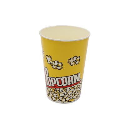 China Disposable 85oz Round Cartoon Kraft Paper Popcorn Chicken Pails With Logo Printing for sale