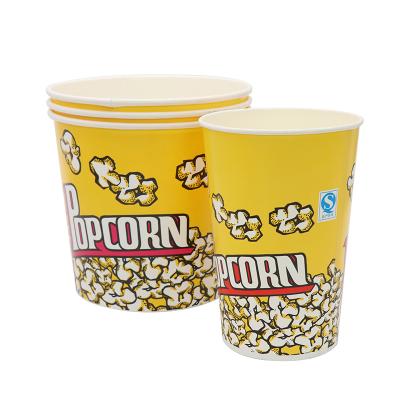 China 130 oz Large Capacity Double Wall Custom Disposable Paper Popcorn Packing Bucket for sale