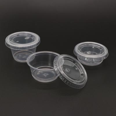 China Disposable 1 Ounce Mini Sauce Cup Takeout Container With Lid for sale