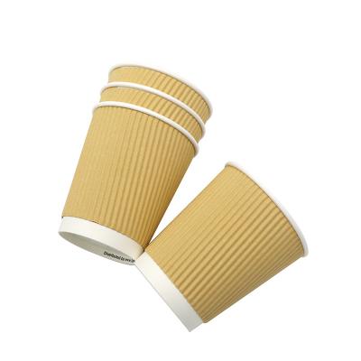 China Disposable 16oz Color Corrugated Material Wall Coffee Paper Hot Drink Cups 100 Pieces Design for sale