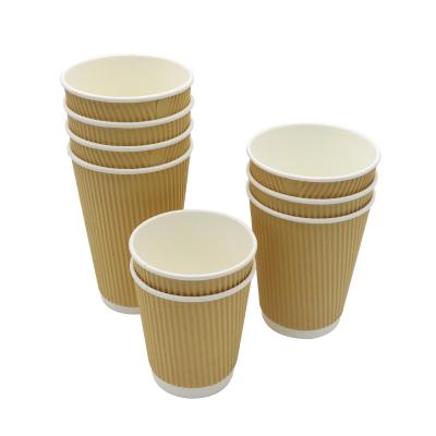 China 2022 New Disposable White 12oz Ripple Double Wall Kraft Paper Coffee Cup for sale