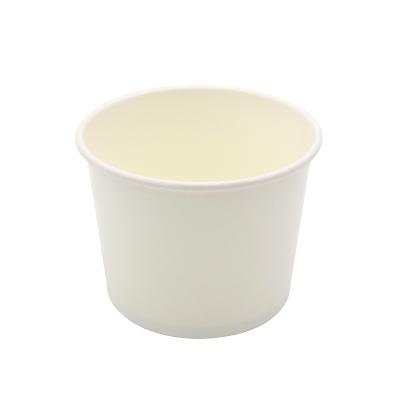 China 12oz Disposable Biodegradable White Disposable Ice Cream Paper Cups With Lid for sale