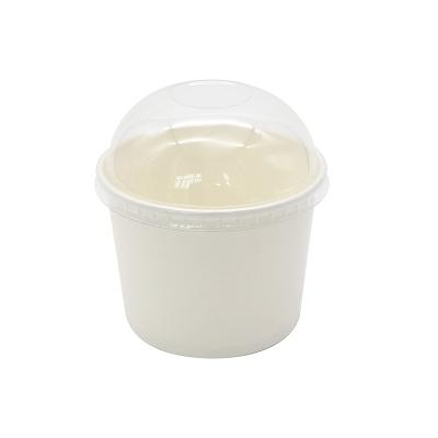 China 120ml Disposable Paper Ice Cream Frozen Yogurt Disposable White Cups With Lid for sale