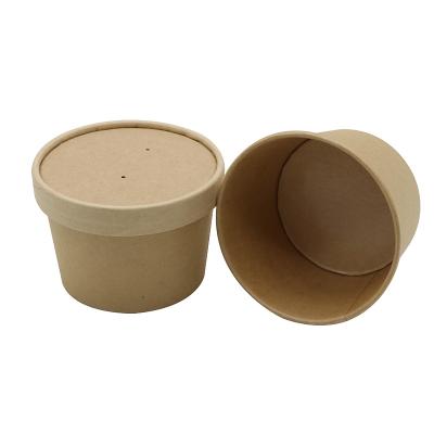 China 12oz Disposable Ice Cream Paper Cup Udon Noodle Soup Container and Lid Make Logo for Container Soup for sale