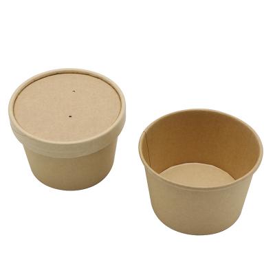 China Disposable Pho Food Cup Paper Ice Cream Bagasse Soup Container With Lid for sale