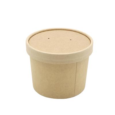 China 6oz Disposable Kraft Paper Ice Cream Paper Cup Soup Container With Lid For Travel for sale