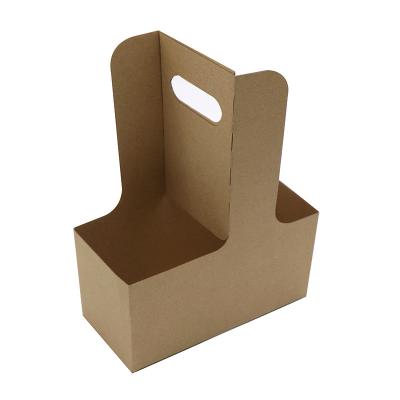 China Recyclable Disposable Kraft Paper Cup Holders Tray Carrier Disposable Coffee Cup Stand For Takeout for sale