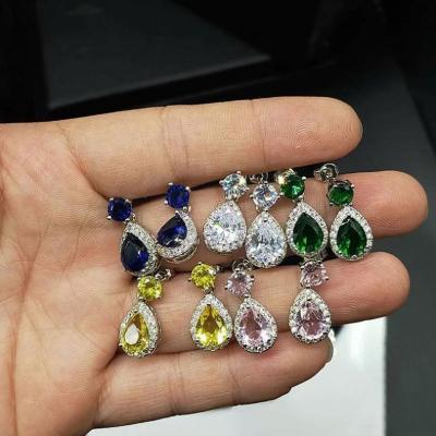 China Vintage Dainty 5 Color Water Drop Big Zircon Stone Inlaid Crystal Geometric Oval Earings Statement Gemstone Earrings 2021 for sale