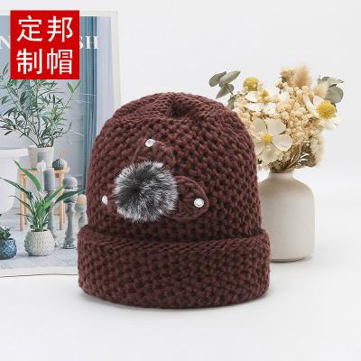 China All-match Old Lady's Hat Middle-aged and Elderly Knitted Hat Women's Autumn and Winter Grandma's Wool Hat Thickened and Velvet Warm for sale