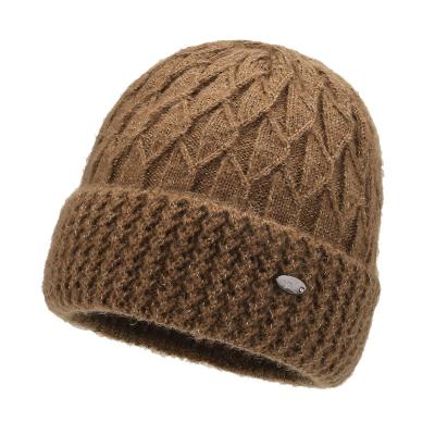 China Dome Middle-aged and elderly hat women wholesale 2022 winter new warm plus velvet padded knitted hat mother grandma wool hat for sale