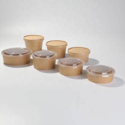 China Disposable 1130ml Disposable Paper Bowl Salad Fruit Brown Cup Bowl for sale