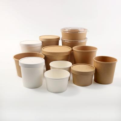 China Disposable Disposable Custom Packaged Kraft Paper Soup Cup Soup Bucket High Quality for sale