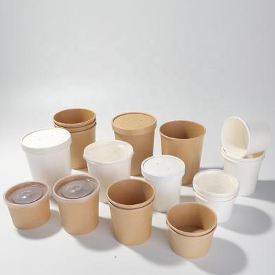 China 12oz Disposable Disposable Paper Cup Packaging Paper Bowl Fast Food Box Soup Takeout Bucket for sale