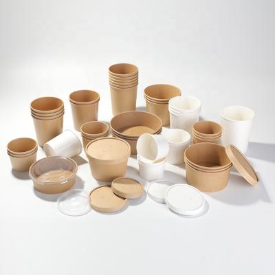 China Custom Packed Disposable Kraft Paper Disposable High Quality Soup Cup White Bucket for sale