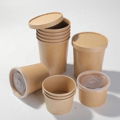 China Custom Printed Disposable Biodegradable Disposable Logo White Kraft Paper Bowl Soup Cup for sale