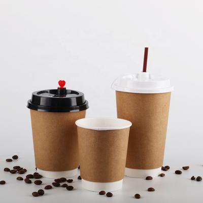 China Disposable Coffee Cup Takeaway 16 Oz Double Wall Kraft Paper Cup for sale