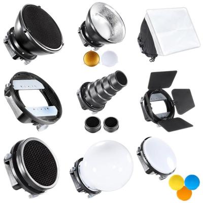 China Universal Strobist Set Flash Speedlite Accessory Pack with Barndoor, Conical Snoot, Mini Reflector, Sphere Diffuser, Beaty Disc, Softbox, Honeycomb, C for sale