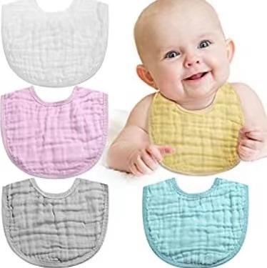 China New Arrivals Washable Good Quality Color 100% Pure Organic Cotton Breathable 8 Layers Baby Bibs Cotton Baby Bibs for sale