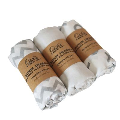 China 2022 Anti-Static Neutral Muslin Wrap Soft Organic Bamboo Blanket Cotton 47*47 Inch Newborn Wrap Three Piece Set for sale