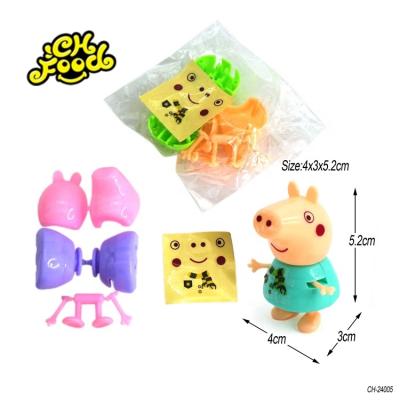 China Cheap Children's Toys Plastic Cute Cartoon Animal Pig Small Assembled Toy For Surprise Egg Promotional Toys for sale